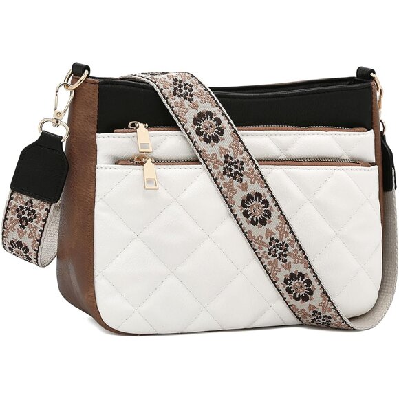 Handbags - Quilted Vegan Leather Crossbody Bag Women Large Capacity Shoulder Purse